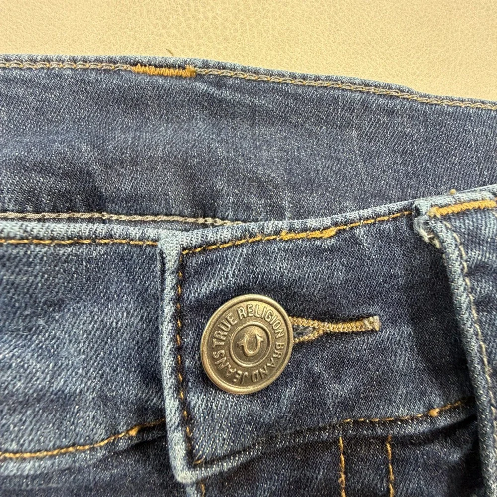 True Religion Rocco Relaxed Skinny Jeans Mens 33x32 Dark Wash Blue Stretch Denim